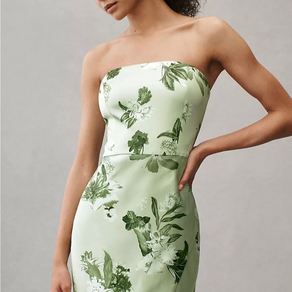 Anthropologie BHLDN Avianna Stretch Satin Strapless Side-Slit Maxi Dress size 8 - Picture 2 of 12